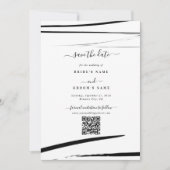 Modern Zwart Wit Abstract QR Code Wedding Save The Date (Voorkant)