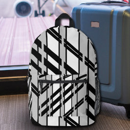Modern zwart-wit abstract silhouetpatroon bedrukte rugzak