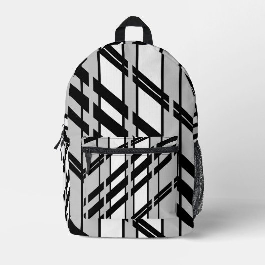 Modern zwart wit Abstract skyline patroon Bedrukte Rugzak (Voorkant)