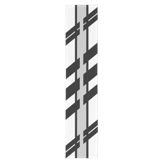 Modern zwart wit Abstract skyline patroon Korte Tafelloper (Voorkant)