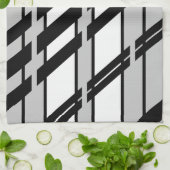 Modern zwart wit Abstract skyline patroon Theedoek (Gevouwen)