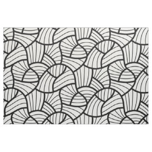 Modern Zwart & Wit Abstract Swirly Pattern Stof