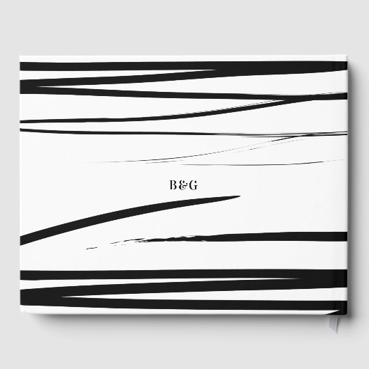 Modern zwart wit Abstracte bruiloft gunst Gastenboek (Achterkant)