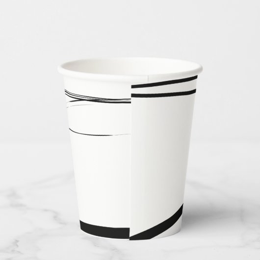 Modern zwart wit Abstracte bruiloft gunst Papieren Bekers (Rechts)