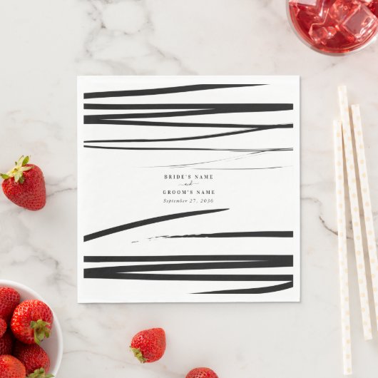 Modern zwart wit Abstracte bruiloft gunst Servet (Insitu)