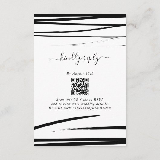 Modern zwart wit Abstracte bruiloft Informatiekaartje (Voorkant)