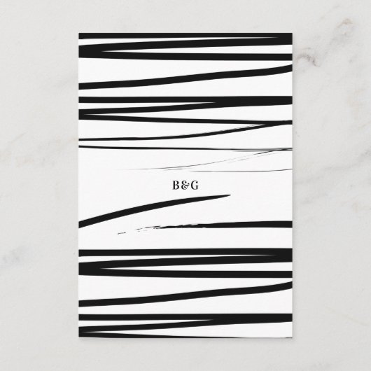 Modern zwart wit Abstracte bruiloft Informatiekaartje (Achterkant)