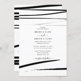 Modern zwart wit Abstracte bruiloft Kaart