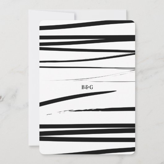 Modern zwart wit Abstracte bruiloft Kaart (Achterkant)