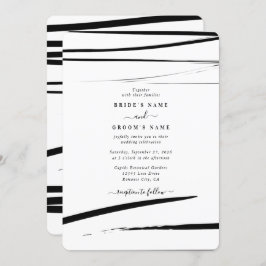 Modern zwart wit Abstracte bruiloft Kaart