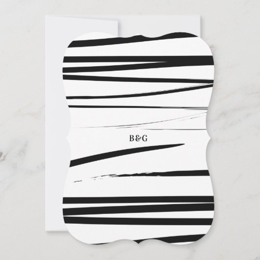Modern zwart wit Abstracte bruiloft Kaart (Achterkant)