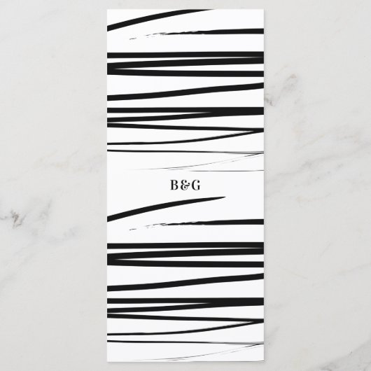 Modern zwart wit Abstracte bruiloft Menu (Achterkant)
