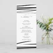 Modern zwart wit Abstracte bruiloft Menu (Staand voorkant)
