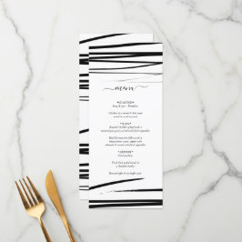 Modern zwart wit Abstracte bruiloft Menu