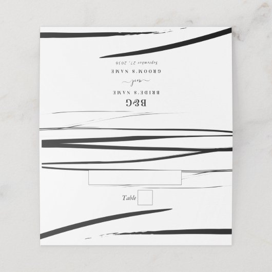 Modern zwart wit Abstracte bruiloft Plaatskaartje (Buitenkant ongevouwen)