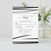 Modern zwart wit Abstracte bruiloft RSVP Kaartje (Staand voorkant)