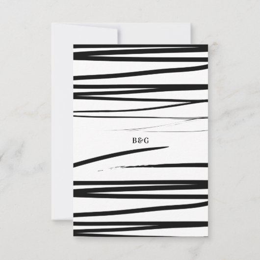 Modern zwart wit Abstracte bruiloft RSVP Kaartje (Achterkant)