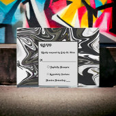 Modern zwart-wit Abstracte bruiloft RSVP Kaartje