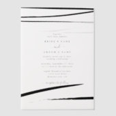 Modern zwart wit Abstracte bruiloft Vellum Uitnodigingen (Voorkant)