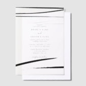 Modern zwart wit Abstracte bruiloft Vellum Uitnodigingen (Offset)