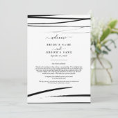 Modern zwart wit Abstracte huwelijksreis Programmakaart (Staand voorkant)