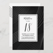 Modern zwart-wit achttiende verjaardag kaart (Voorkant / Achterkant)