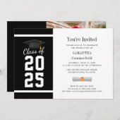 Modern Zwart Wit Afstudeerder Foto Afstuderen 2025 Kaart (Voorkant / Achterkant)