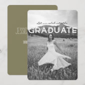 Modern Zwart & Wit Afstudeerfeest Uitnodigen Kaart (Voorkant / Achterkant)