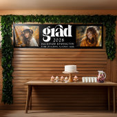 Modern zwart-wit Afstuderen 2 foto lang Spandoek