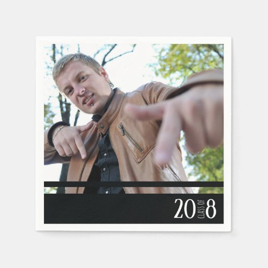 Modern zwart-wit Afstuderen Aangepast feestje Napk Servetten (Voorkant)