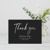 Modern zwart-wit Afstuderen Bedankkaart (Staand voorkant)