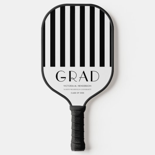 Modern zwart wit Afstuderen cadeau Pickleball Paddle (Voorkant)