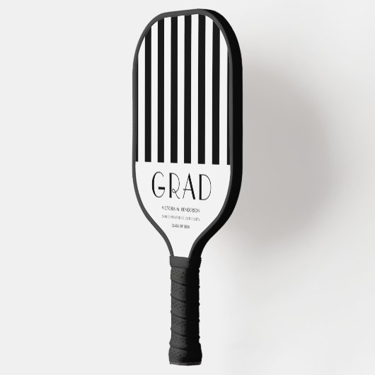 Modern zwart wit Afstuderen cadeau Pickleball Paddle (Links)