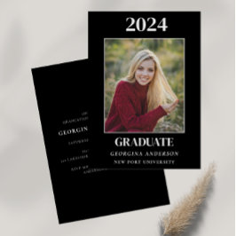 Modern zwart-wit afstuderen feest kaart