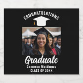 Modern zwart wit Afstuderen foto afstudeerfeest Bier Etiket (Enkel label)