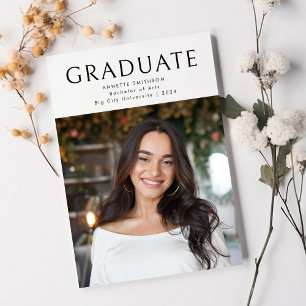 Modern zwart wit Afstuderen foto Afstuderen Aankondiging