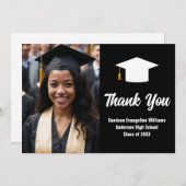 Modern zwart wit Afstuderen foto Afstuderen Bedankkaart (Voorkant / Achterkant)