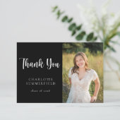 Modern zwart wit Afstuderen foto dank u Kaart (Staand voorkant)