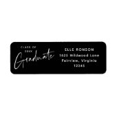 Modern zwart-wit Afstuderen retouradres Etiket (Voorkant)