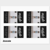 Modern zwart-wit afstuderen van de manuscriptfoto rechthoekige sticker (Vel)