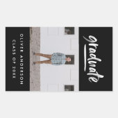 Modern zwart-wit afstuderen van de manuscriptfoto rechthoekige sticker (Voorkant)