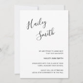 Modern zwart-wit Afstuderen voor foto's in script Aankondiging (Voorkant)