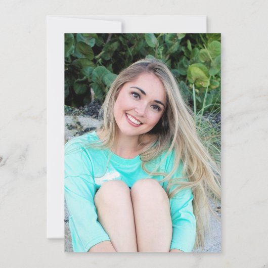 Modern zwart-wit Afstuderen voor foto's in script Aankondiging (Achterkant)