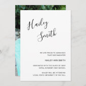 Modern zwart-wit Afstuderen voor foto's in script Aankondiging (Voorkant / Achterkant)