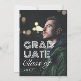 Modern zwart-wit Afstuderen voor foto's in script Kaart