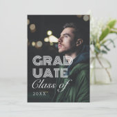 Modern zwart-wit Afstuderen voor foto's in script Kaart (Staand voorkant)