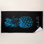 Modern zwart wit Ananas | Aangepast Strandlaken (Voorkant)