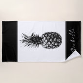 Modern zwart wit Ananas | Aangepast Strandlaken (Voorkant)