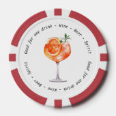 Modern Zwart Wit Aperol Drink Voucher Bruiloft Poker Chips (Voorkant)