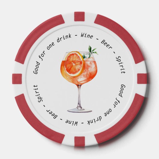 Modern Zwart Wit Aperol Drink Voucher Bruiloft Poker Chips (Voorkant)